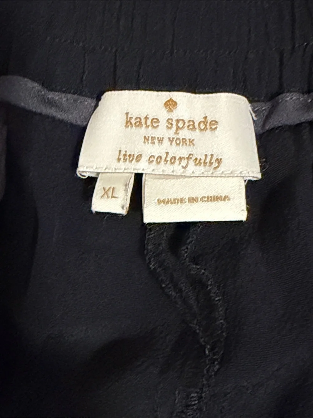Kate Spade Ria Pant Black Bow Front Elastic Waist Viscose XL Classic Career